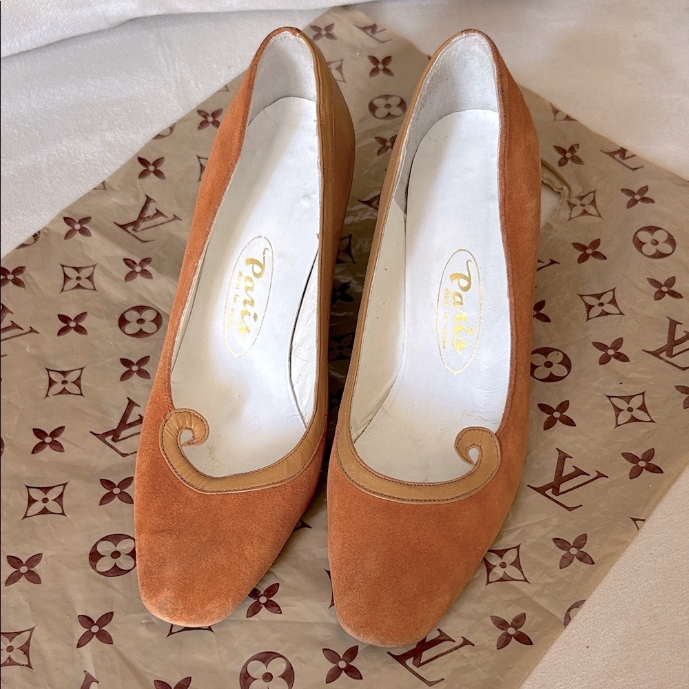 PARIS Soft Orange Suede Leather Heels